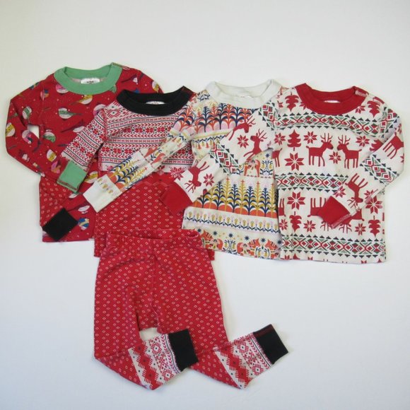 Hanna Andersson Other - Hanna Andersson 5 Piece Lot Winter Holiday Long John Pajamas sz 90 US 3
